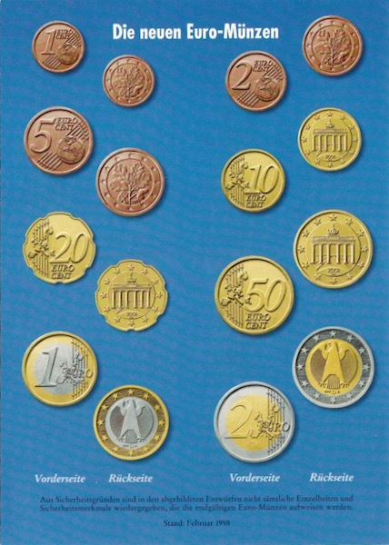 Euromünzen Darstellung mit drehenden Sternen 
