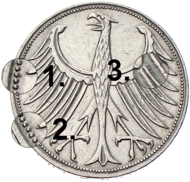 5 Mark 1958 J Bundesrepublik Echtheit
