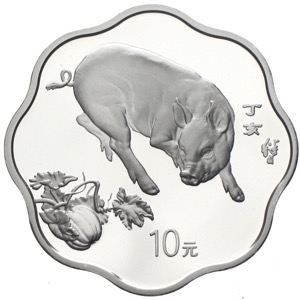 China 10 Lunar Silbermünze 2007 Schwein