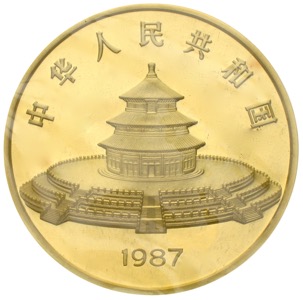 Cina Gold Panda 1000 Yuan 12 OZ Unzen AU Gold 