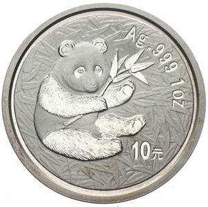 China Panda 10 Yuan 2000 Silberunze