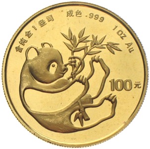 China Panda 1984 100 Yuan 1 Unze Gold