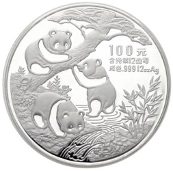 China Panda 100 Yuan 12 Unzen Silber