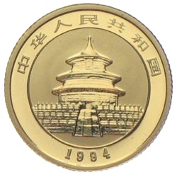 China Panda 1/20 Unze Gold 5 Yuan