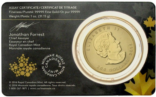 Canada Coin Card 2015 mit 200 Dollar Goldmünze 