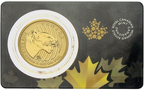 Canada Coin Card 2015 mit 200 Dollar Goldmünze Puma