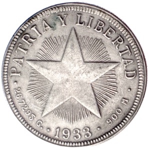 Kuba 1 Peso 1933 Silber