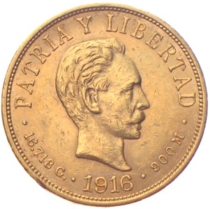 Cuba 10 Diez Pesos Gold 1916