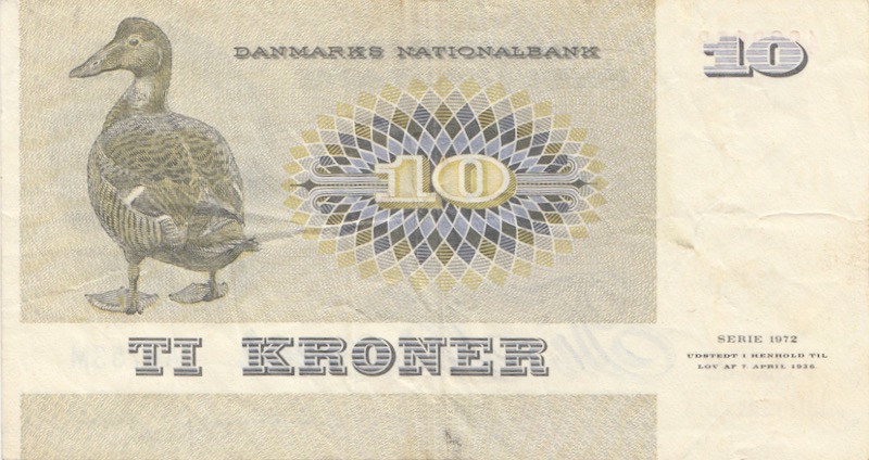 Dänemark 10 Kronen Banknote 1972