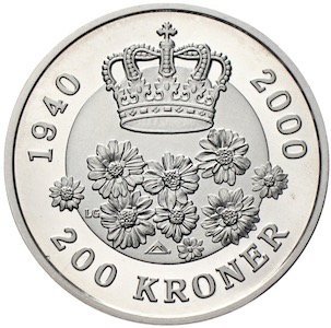 200 Kronen 1990  60. Geburtstag von Königin Margrethe II.