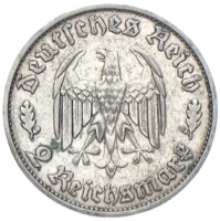 2 Reichsmark Friedrich von Schiller 1934 Silber