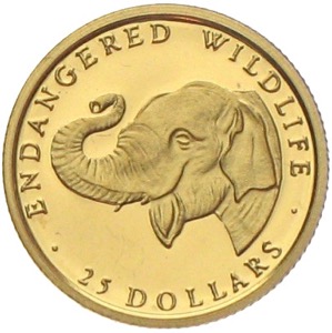 Endangered Wildlife Elefant 25 Dollars Cook Islands 1990