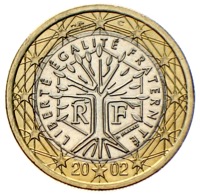 Frankreich 1 Euro 2002 Lebensbaum Hexagon