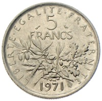 Frankreich 5 Francs Säerin 1971