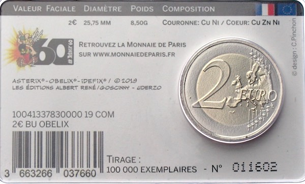 Frankreich 2 Euro 2019 Asterix in Coincard