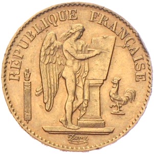 Frankreich 20 Francs Goldmünze Génie de la  liberté 1893