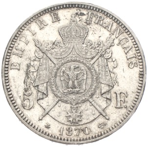 Frankreich 5 Francs Napoleon III 1870