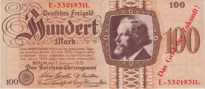 Deutsches Freigeld 100 Mark Silvio Gesell