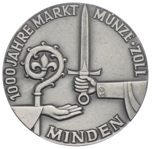Minden Geschichtstaler 1000 Jahre Markt-, Münz- und Zollrecht 1977