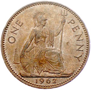 1 Penny Elizabeth II Großbritannien Kupfer