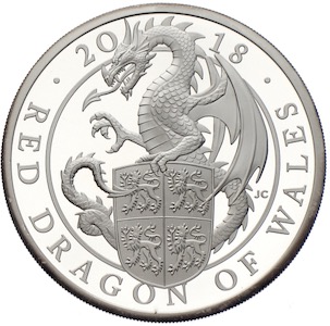 Queen's Beasts - Red Dragon of Wales Silber