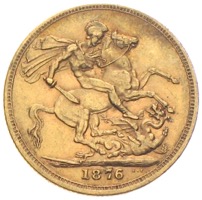 Sovereign Victoria 1876 Goldmünze Großbritannien