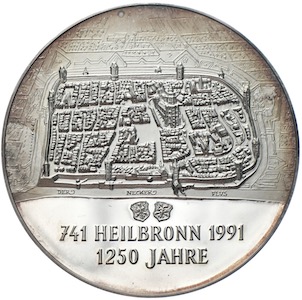 Heilbronn Silbermedaille 1250 Jahre Stadtjubiläum