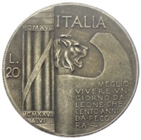 Italien 20 Lire  1943 Mussolini Pseudomünze