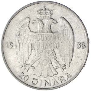 Jugoslawien Peter II 1938 20 Dinar