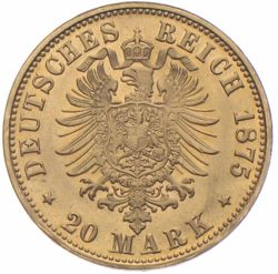  1875 20 Mark Bayern Ludwig II Gold