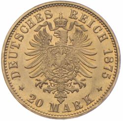  1875 20 Mark Bayern Ludwig II Gold