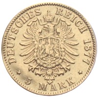 5 Mark Hamburg  1877 Deutsches Kaiserreich