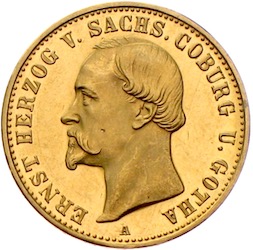 20 Mark Ernst Herzog von Sachsen Coburg und Gotha 1886 Kaiserreich Goldmünze