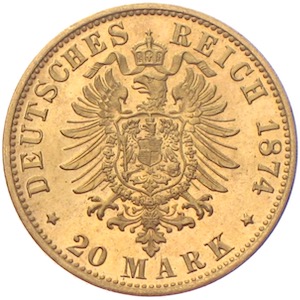 Schmidt Hausmann Nachprägung 20 Mark Bayern 1874
