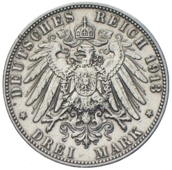 3 Mark Hamburg Stadtwappen 1913