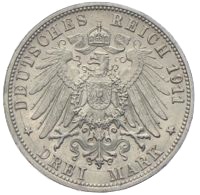 3 Mark Württemberg Wilhelm Charlotte 1911