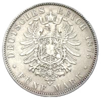 5 Mark Sachsen Albert 1875