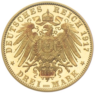 3 Mark Sachsen Friedrich der Weise Medaille in Gold