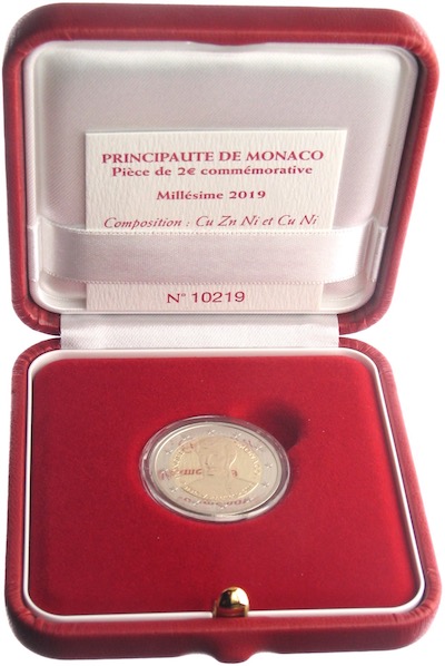 2 Euro Monaco 2019 200. Jahre Thronbesteigung Honorés V. Box