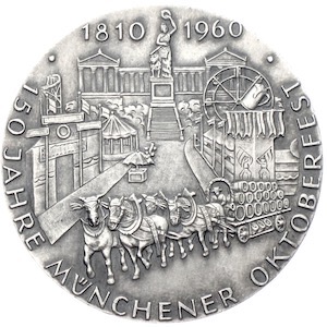 München - Gedenkmedaille in Silber 150 Jahre Münchener Oktoberfest 1810-1960