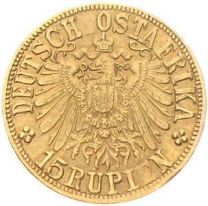 DOA Deutsch-Ostafrika 15 Rupien Gold T Elefant 1916