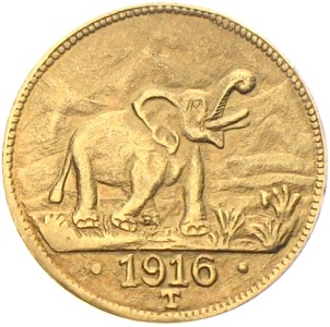 DOA Deutsch-Ostafrika 15 Rupien Gold  Elefant 1916