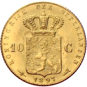 Niederlande 10 Gulden Gold 1897