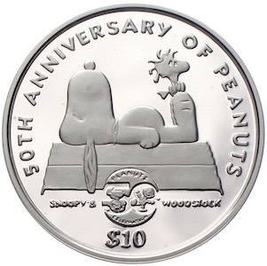 Niue Dollar Peanuts Snoopy 10 Dollars 2000