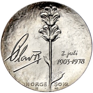 50 Kronen 1978 zum 75. Geburtstag König Olav V.
