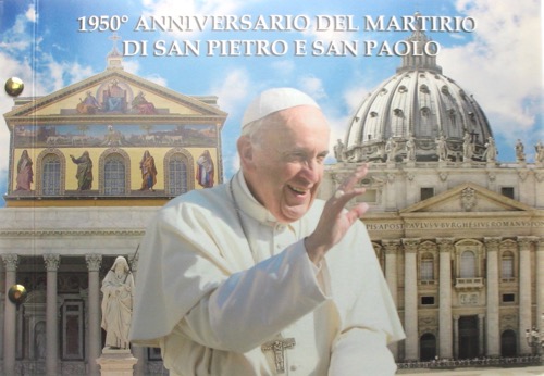 2 Euro Numisbrief des Vatikan aus dem Jahr 2017: 1950 Jahre des Martyrium der heiligen Petrus und Paulus. Folder.