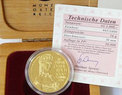 Ankauf von  1000 Schilling Goldmünzen Republik Österreich