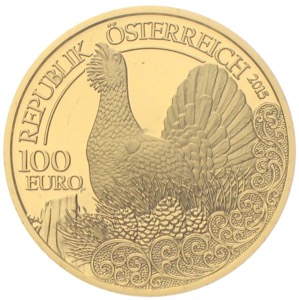 Österreich 100 Euro Gold Wildtiere Auerhahn 2015