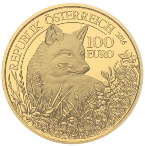 Österreich 100 Euro Gold Wildtiere Fuchs 2016