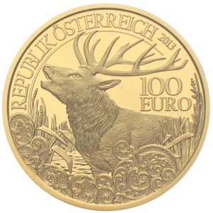 Österreich 100 Euro Gold Wildtiere Rothirsch 2013